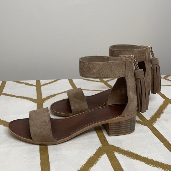 Rock & Candy Shoes - Rock & Candy Faux Suede tassel block heel sandal